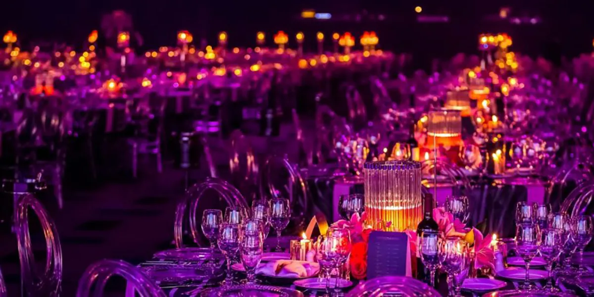 Guests enjoying a food and wine event